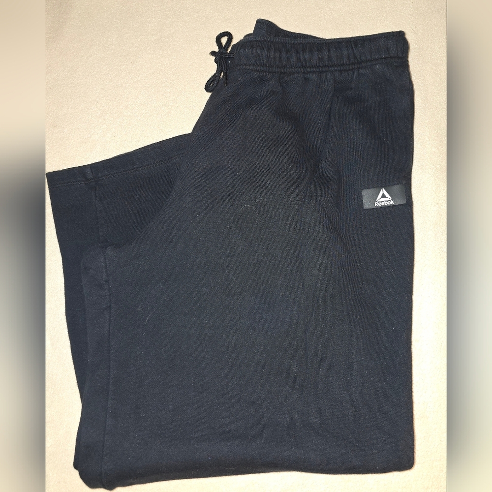 184 Reebok Black Wide Leg Athletic Joggers (F)